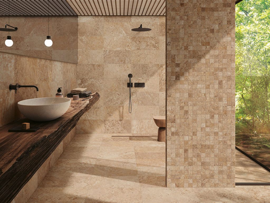 Must have 2025 salle de bain mosaïque travertin Novoceram