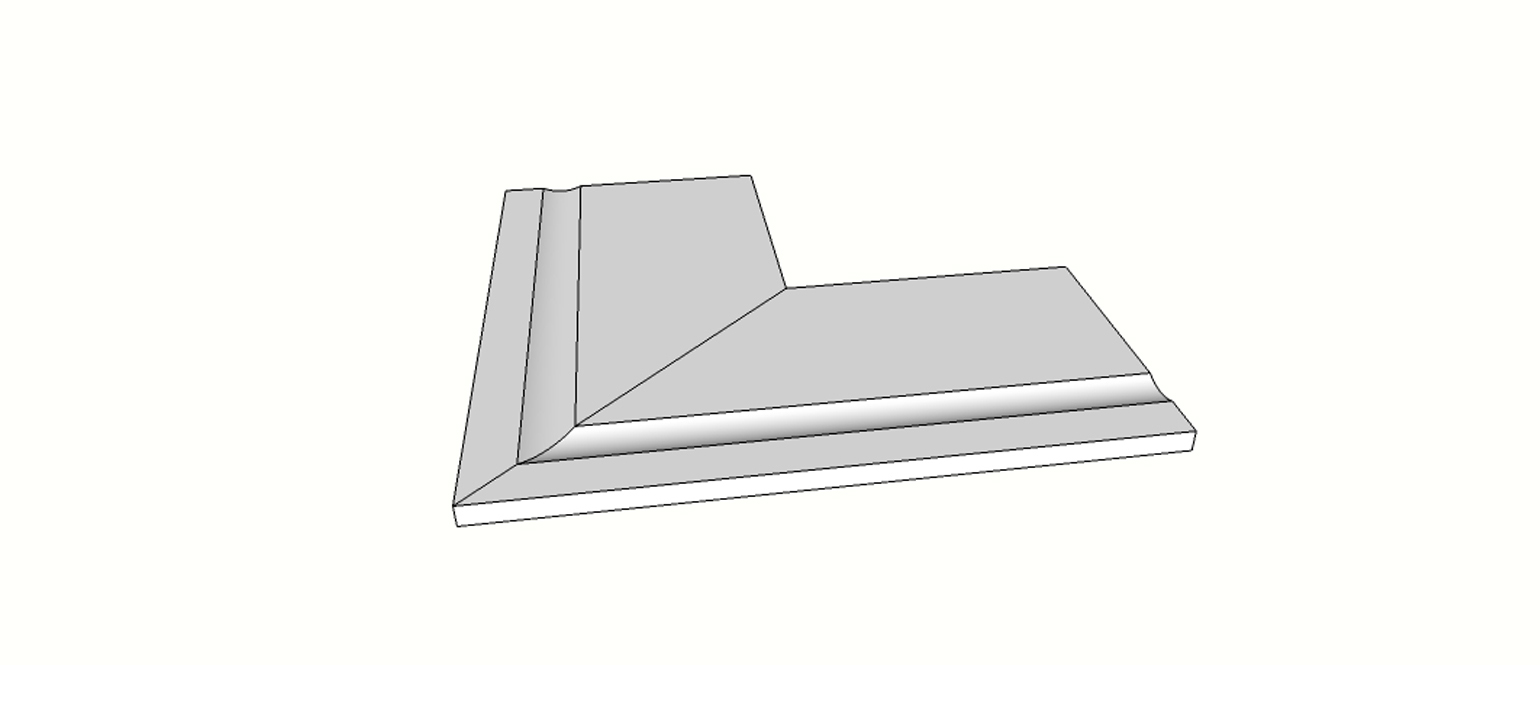 Margelle bord évasé rectiligne angle ext. complet (2 pièces) <span style="white-space:nowrap;">30x60 cm</span>   <span style="white-space:nowrap;">ép. 20mm</span>