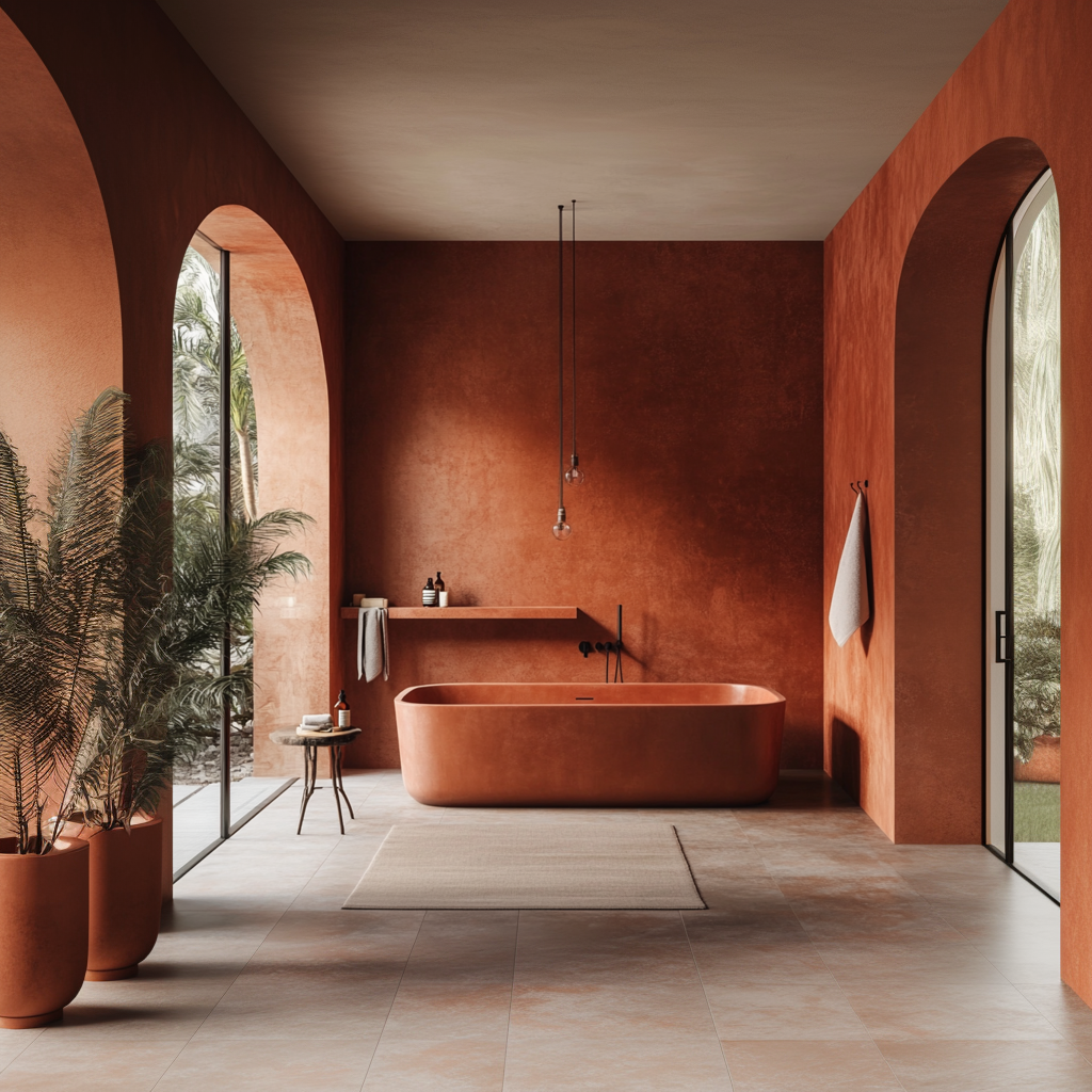 Inspiration salle de bains terracotta tendance 2025